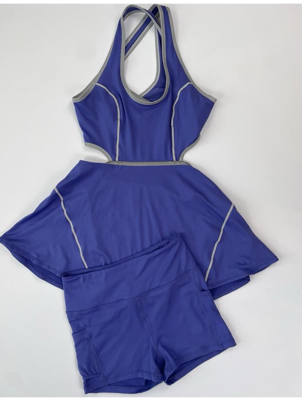 Free People Movement Give It A Whirl 2 Piece Set Cut Out Dress Bike Short Large
